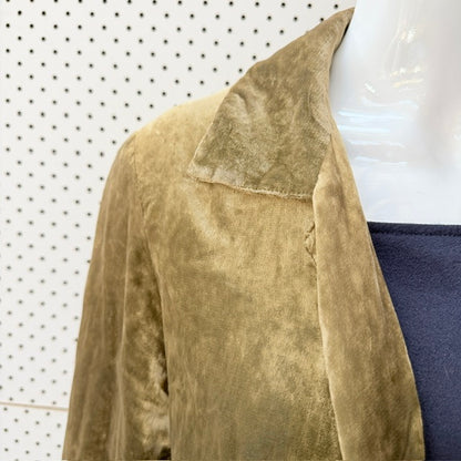 Y2k nz vintage / TRELISE COOPER / olive gold velvet open-front jacket / 10 (3927364299929535038)
