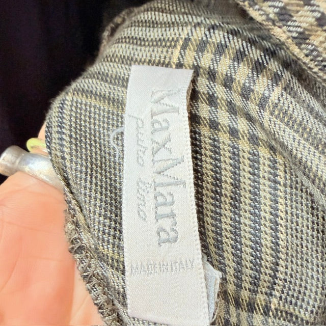 1990s italian vintage / MAXMARA / plaid linen tailored blazer / 12 (3927364311231885051)