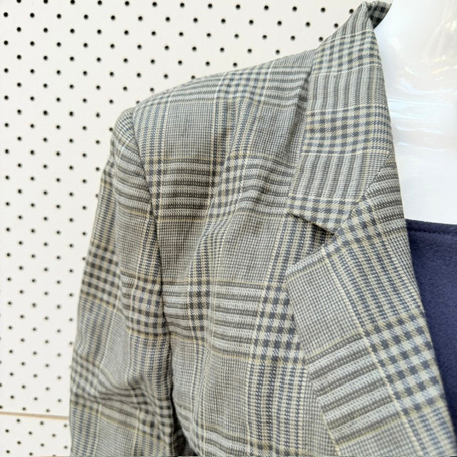 1990s italian vintage / MAXMARA / plaid linen tailored blazer / 12 (3927364313132203900)