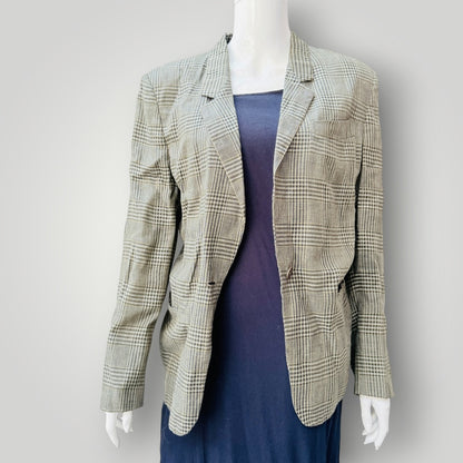 1990s italian vintage / MAXMARA / plaid linen tailored blazer / 12 (3927364524853329255)