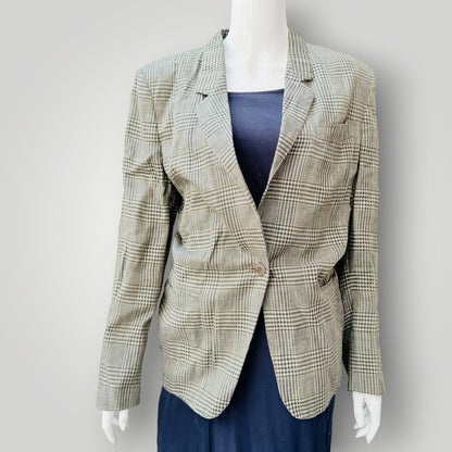 1990s italian vintage / MAXMARA / plaid linen tailored blazer / 12 (3927364531327800705)