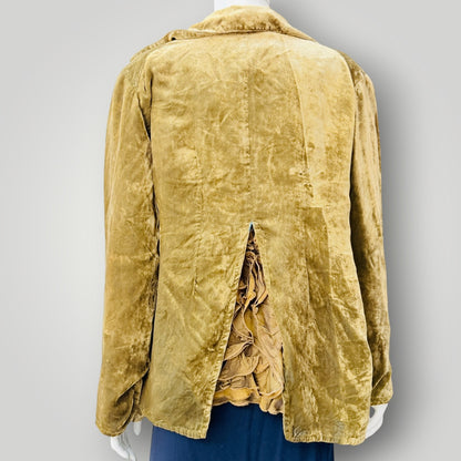 Y2k nz vintage / TRELISE COOPER / olive gold velvet open-front jacket / 10 (3927364538772253518)