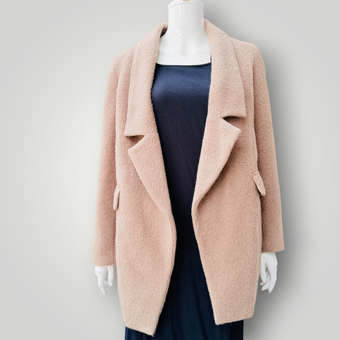 TRELISE COOPER / Bearberry Eager Beaver / blush pink wool-alpaca coat / 8 (3927364541932138449)