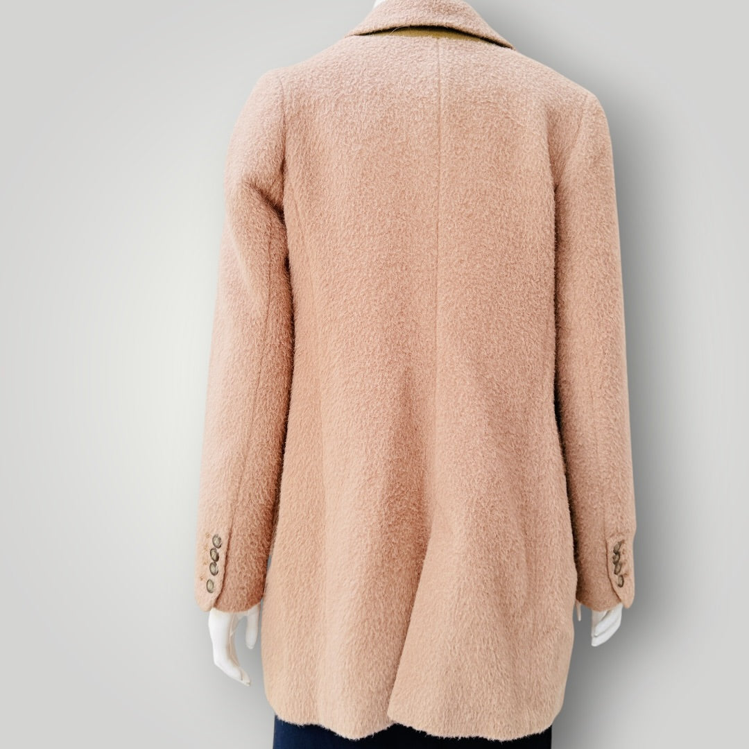 TRELISE COOPER / Bearberry Eager Beaver / blush pink wool-alpaca coat / 8 (3927364544221993035)