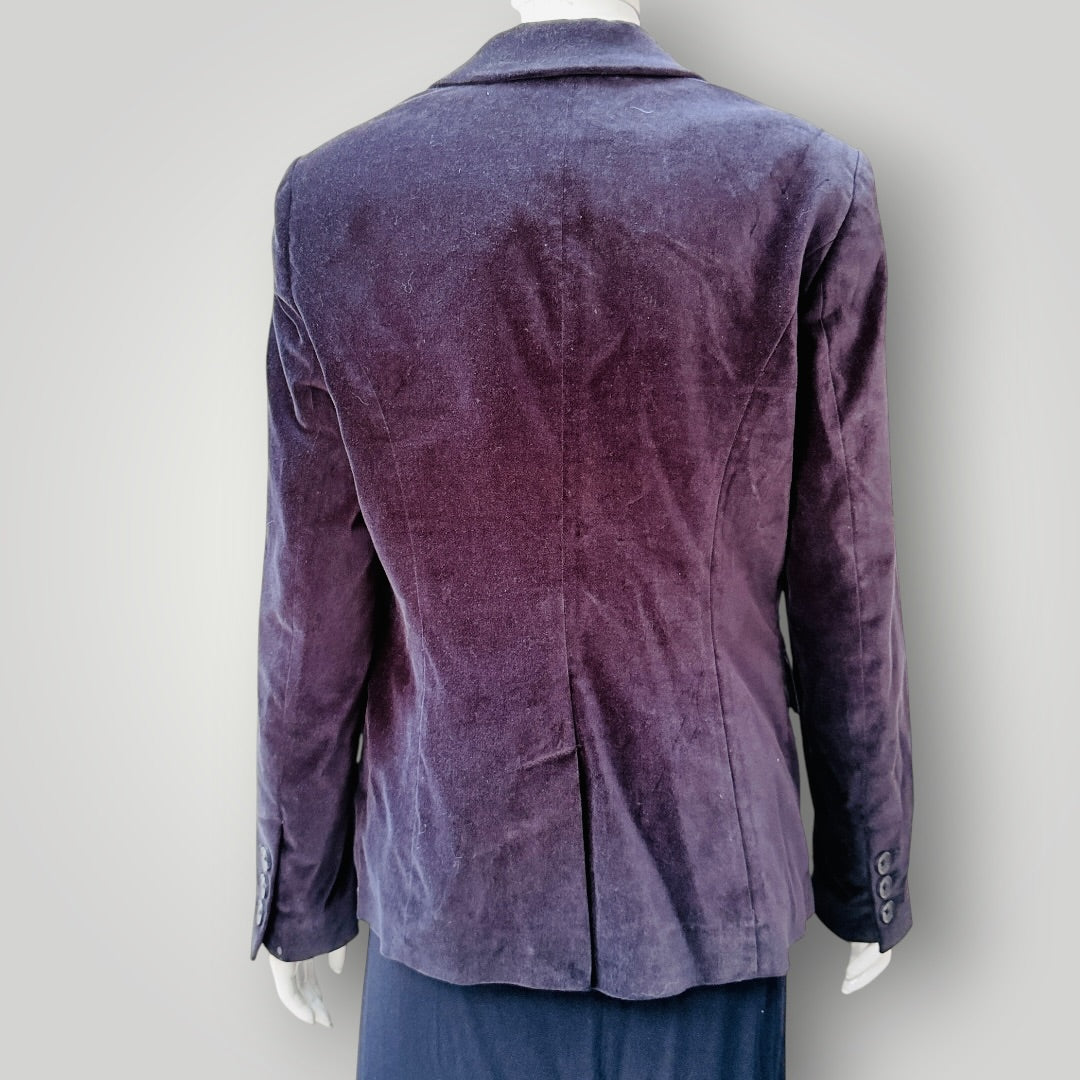 BODEN / navy blue velvet single-button blazer / 12 (3927364550181718214)