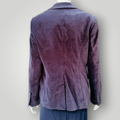BODEN / navy blue velvet single-button blazer / 12 (3927364550181718214)
