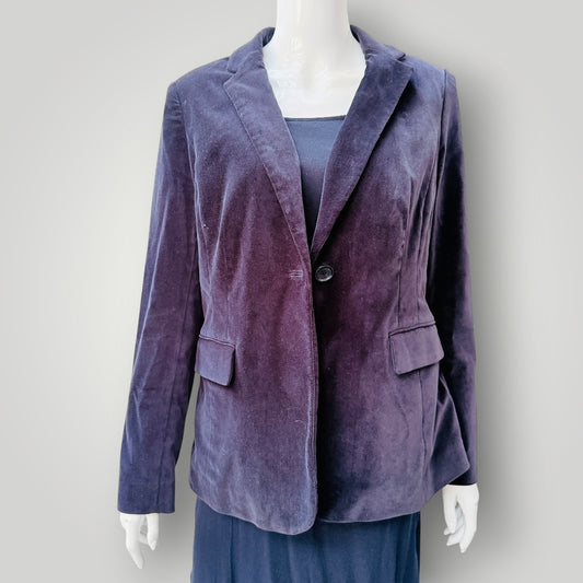 BODEN / navy blue velvet single-button blazer / 12 (3927364552172030339)