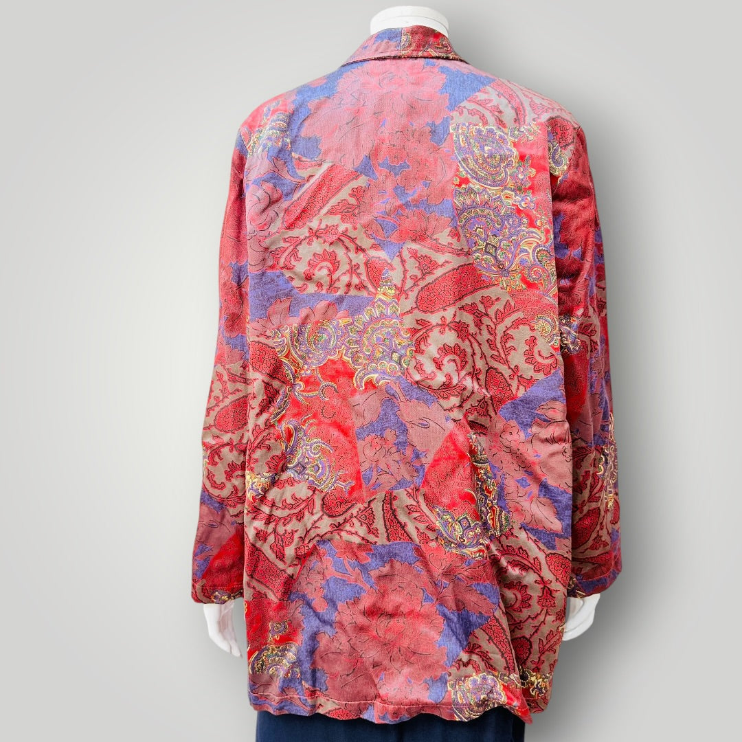 1980s NZ vintage / QUEENS / red and purple paisley jacquard blazer / s/m (3927364556649283595)