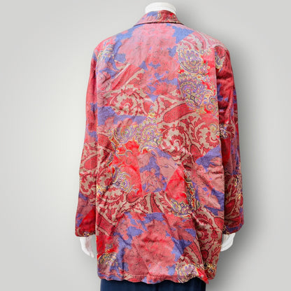 1980s NZ vintage / QUEENS / red and purple paisley jacquard blazer / s/m (3927364556649283595)