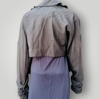 y2k vintage / LORENA LAING / black merino wool and alpaca cropped jacket / 10 (3927364567400796855)