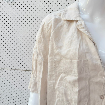 RE:UNION LABEL / natural linen short-sleeve button-down shirt / 12 (3927449376825605346)