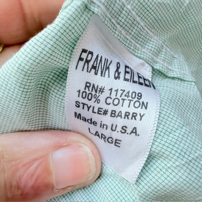 FRANK & EILEEN / mint green + white check cotton barry button-down shirt / L (3927449395989939403)