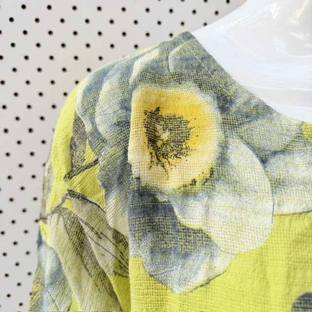 NINA MURATI / bright floral print cotton top / M (3927449410915048933)