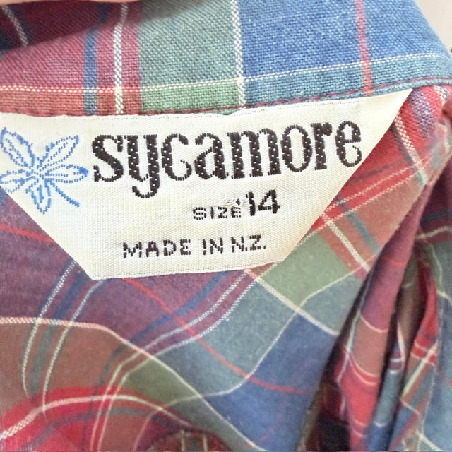 1970s nz vintage / SYCAMORE / plaid short-sleeve button-down shirt / s (3927449429305825901)