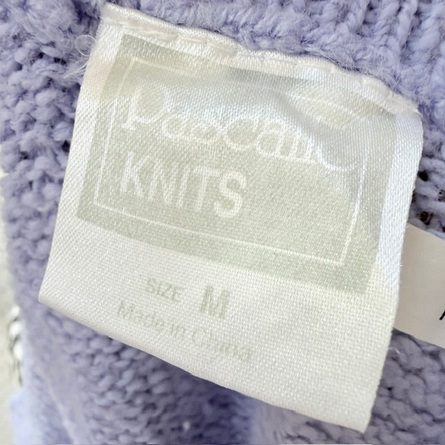 1980s nz vintage / PASCALE KNITS / lavender knit short-sleeve polo top / S/M (3927449438552449301)