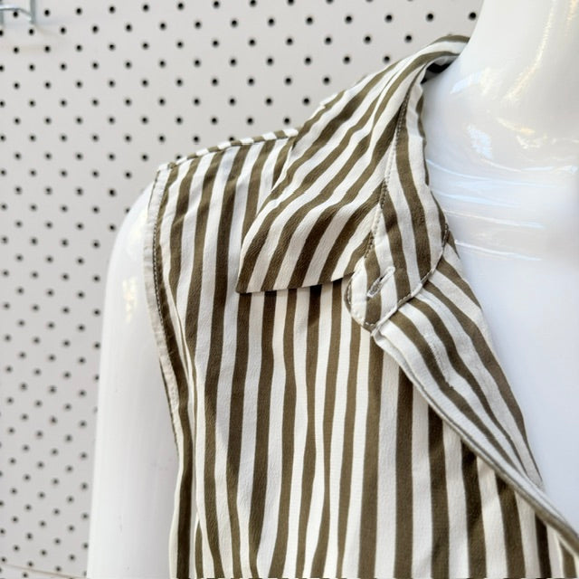 SPORTSCRAFT SIGNATURE / striped silk sleeveless collared shirt / 12 (3927449525151262873)