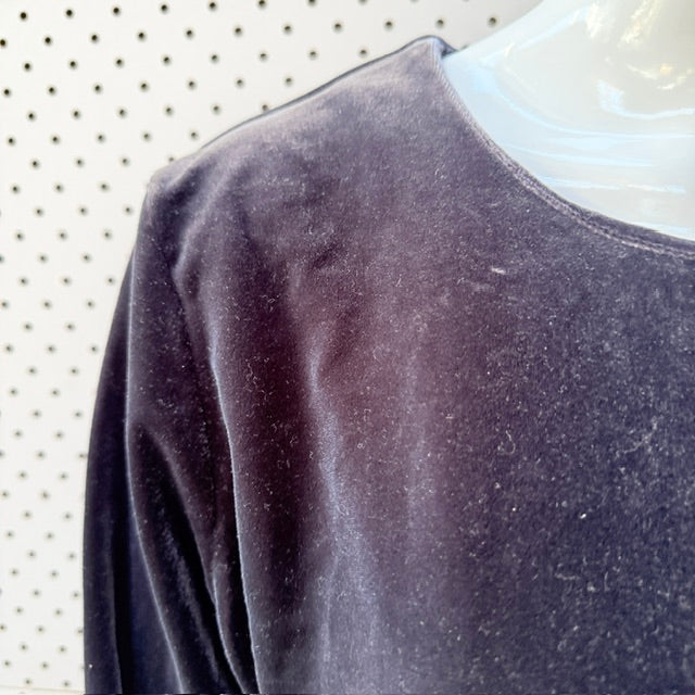 1990s nz vintage / CASSA / stretch velvet long-sleeve top / m/l (3927449533666392965)