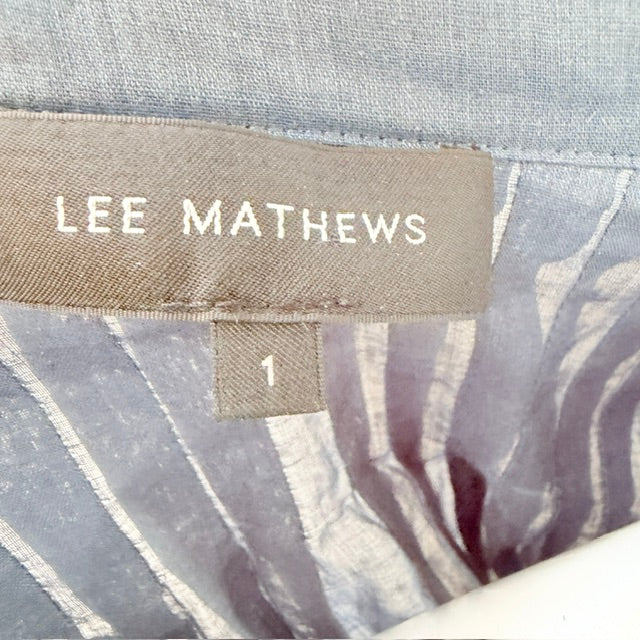 LEE MATHEWS / slate blue pleated tunic top / 1 (3927449557971472638)
