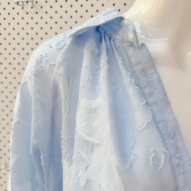 TRELISE COOPER / 'my mines tie' blue long-sleeve shirt / S (3927449577378080904)