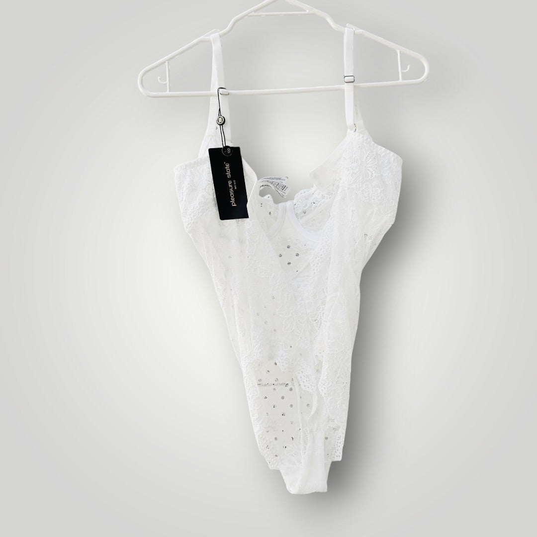 PLEASURE STATE / white lace bodysuit / 12D / new with tags (3927449802295117885)