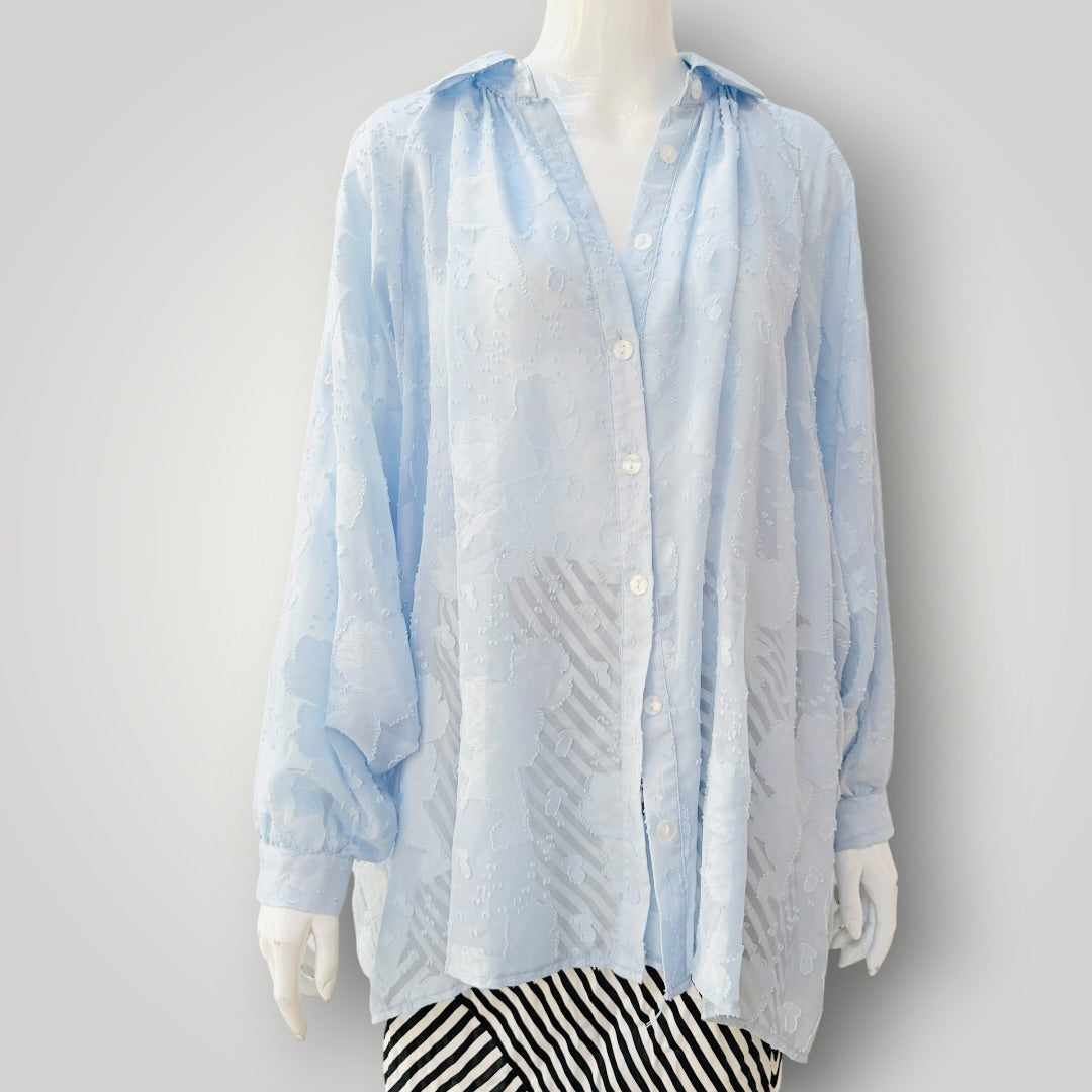 TRELISE COOPER / 'my mines tie' blue long-sleeve shirt / S (3927449810446880235)