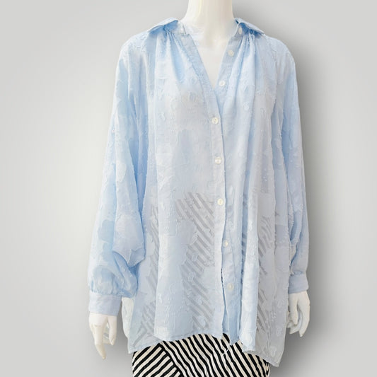 TRELISE COOPER / 'my mines tie' blue long-sleeve shirt / S (3927449810446880235)