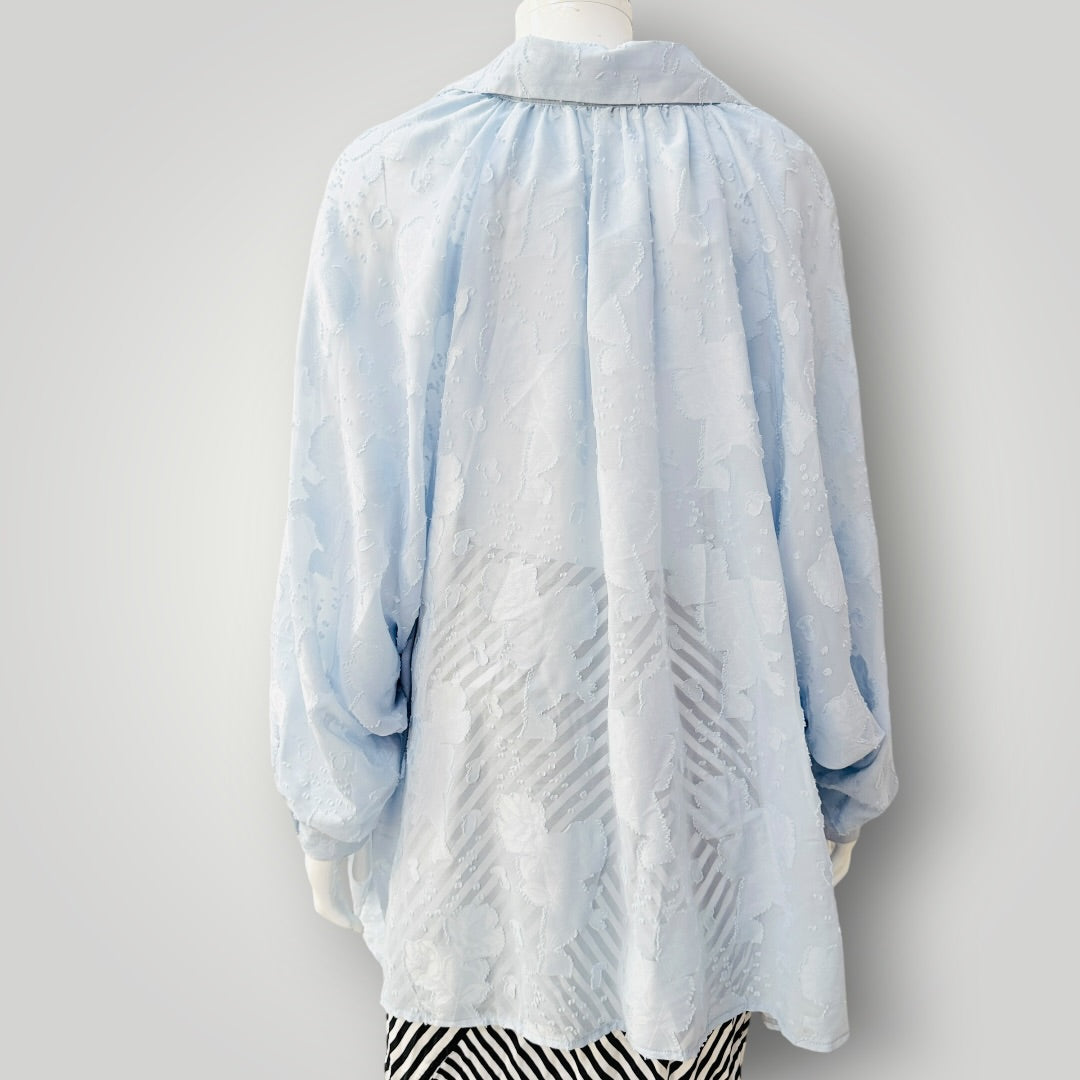 TRELISE COOPER / 'my mines tie' blue long-sleeve shirt / S (3927449812606332494)
