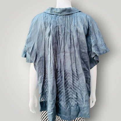 LEE MATHEWS / slate blue pleated tunic top / 1 (3927449821671660052)