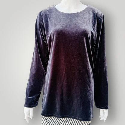 1990s nz vintage / CASSA / stretch velvet long-sleeve top / m/l (3927449828588878718)