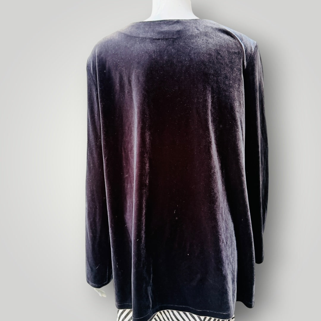 1990s nz vintage / CASSA / stretch velvet long-sleeve top / m/l (3927449830740381880)