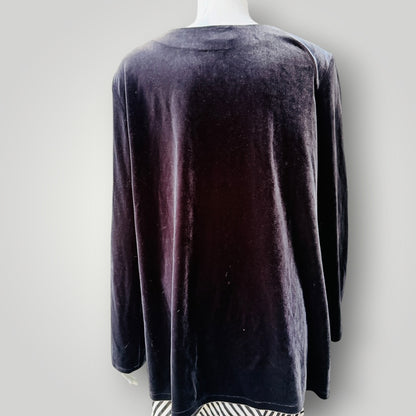 1990s nz vintage / CASSA / stretch velvet long-sleeve top / m/l (3927449830740381880)