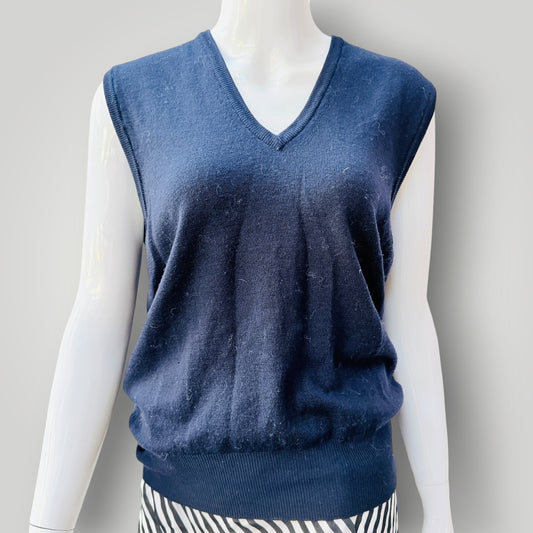 JOCKEY INTERNATIONAL / navy wool sleeveless vest / s/m (3927449840062382725)