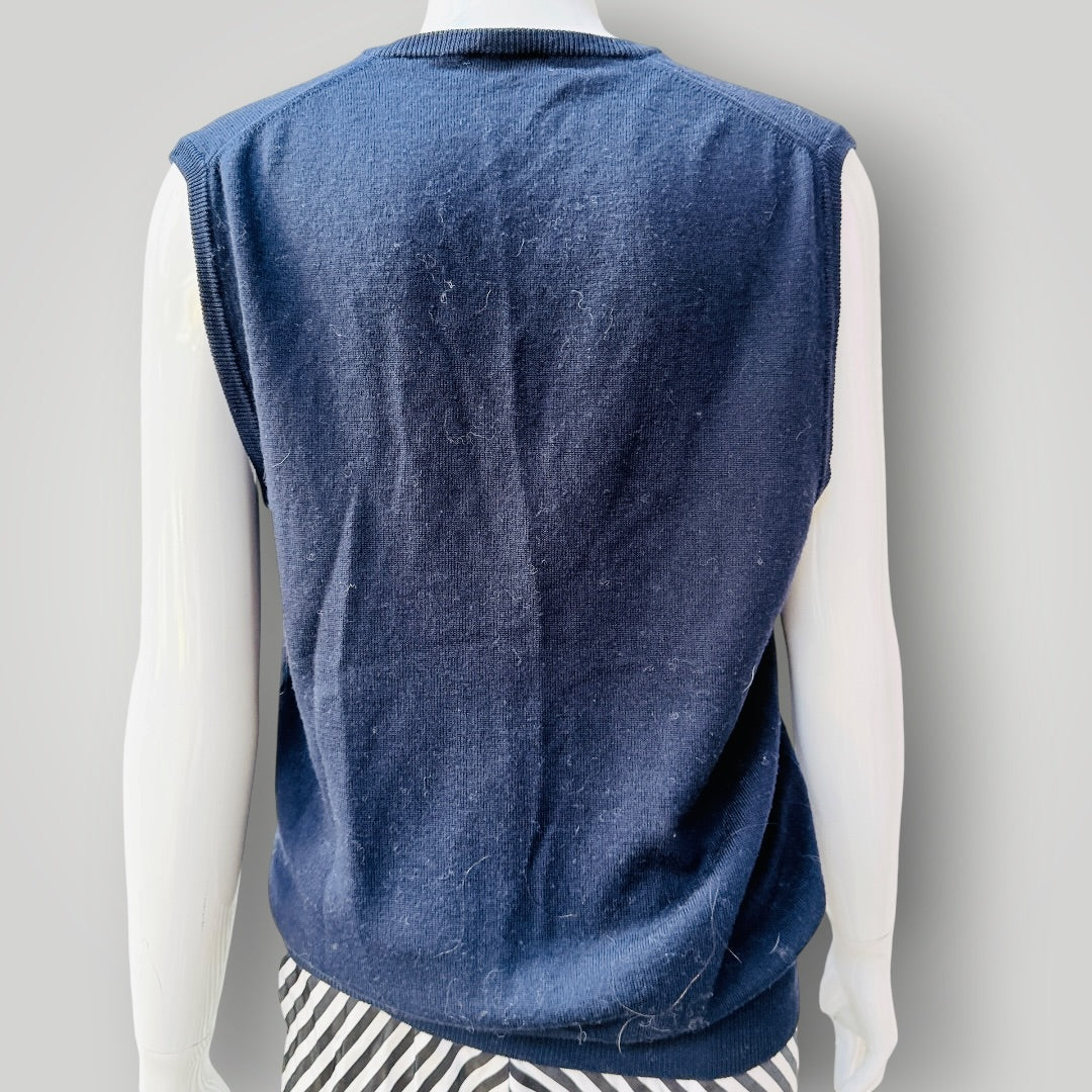 JOCKEY INTERNATIONAL / navy wool sleeveless vest / s/m (3927449842494425240)