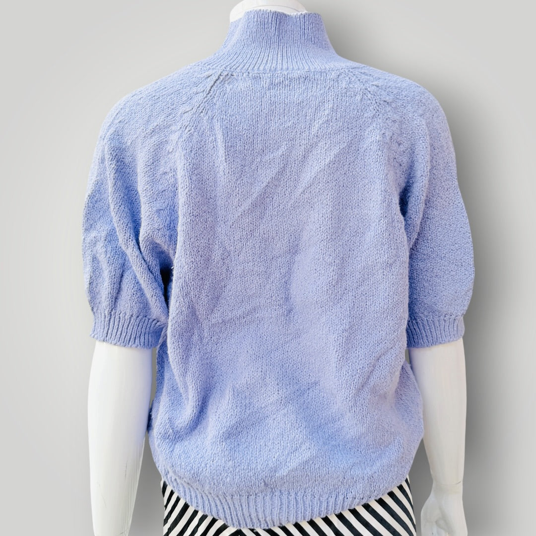 1980s nz vintage / PASCALE KNITS / lavender knit short-sleeve polo top / S/M (3927449877148106518)