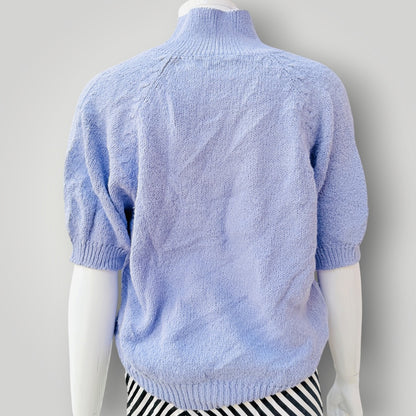 1980s nz vintage / PASCALE KNITS / lavender knit short-sleeve polo top / S/M (3927449877148106518)