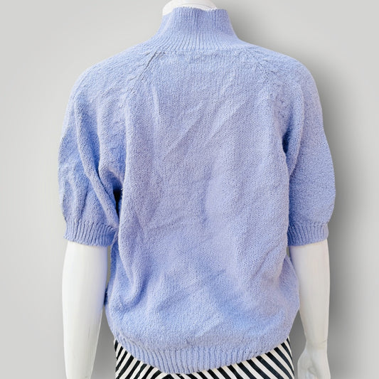 1980s nz vintage / PASCALE KNITS / lavender knit short-sleeve polo top / S/M (3927449877148106518)