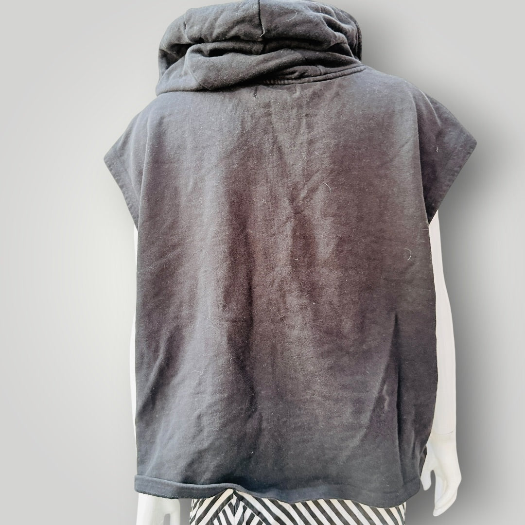 CALVIN KLEIN JEANS / black sleeveless hoodie with logo hem / XL (3927449884984720610)