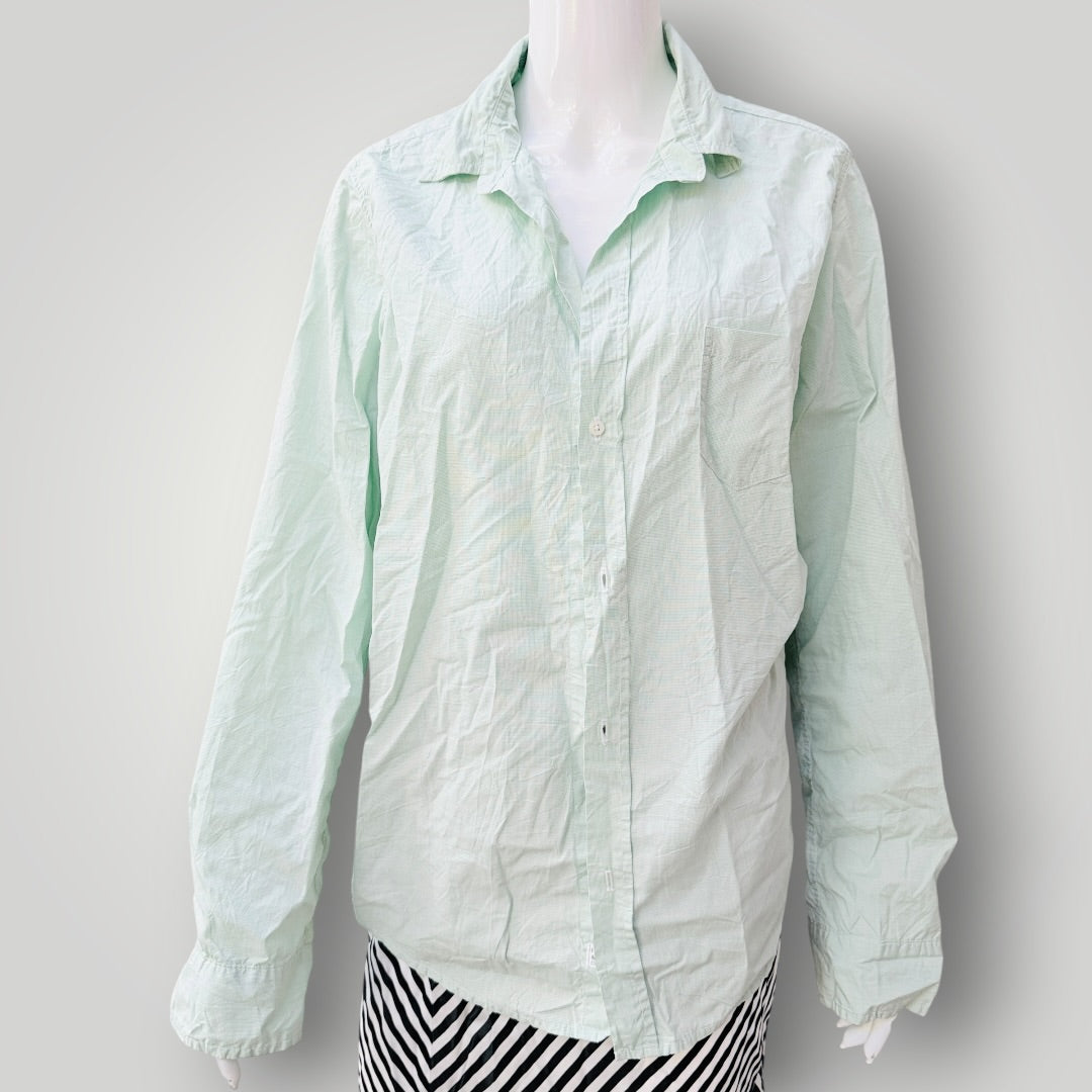 FRANK & EILEEN / mint green + white check cotton barry button-down shirt / L (3927449902195347179)