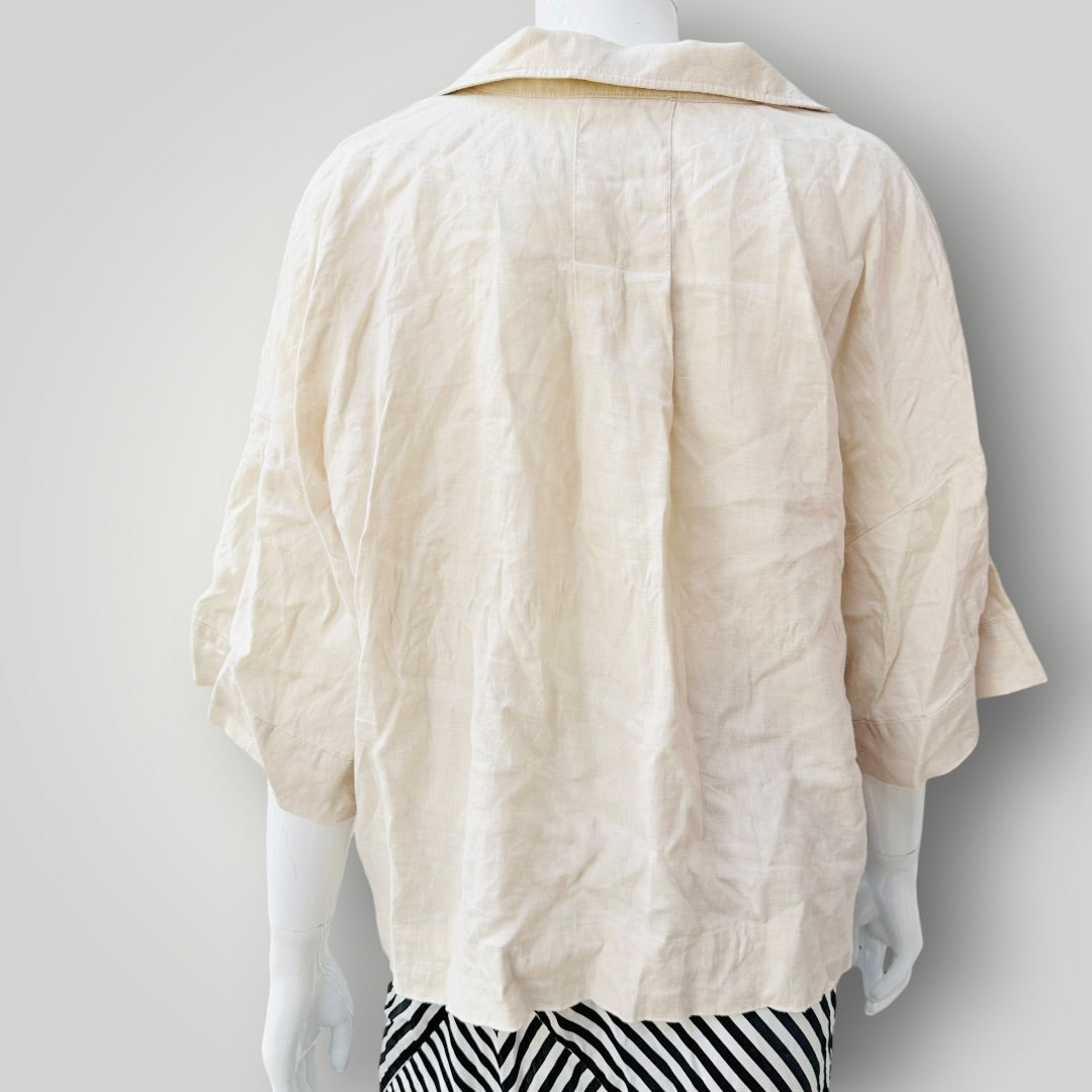 RE:UNION LABEL / natural linen short-sleeve button-down shirt / 12 (3927449918085416866)