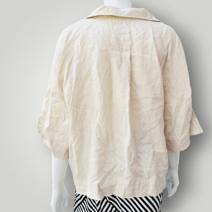RE:UNION LABEL / natural linen short-sleeve button-down shirt / 12 (3927449918085416866)