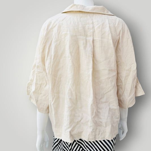 RE:UNION LABEL / natural linen short-sleeve button-down shirt / 12 (3927449918085416866)