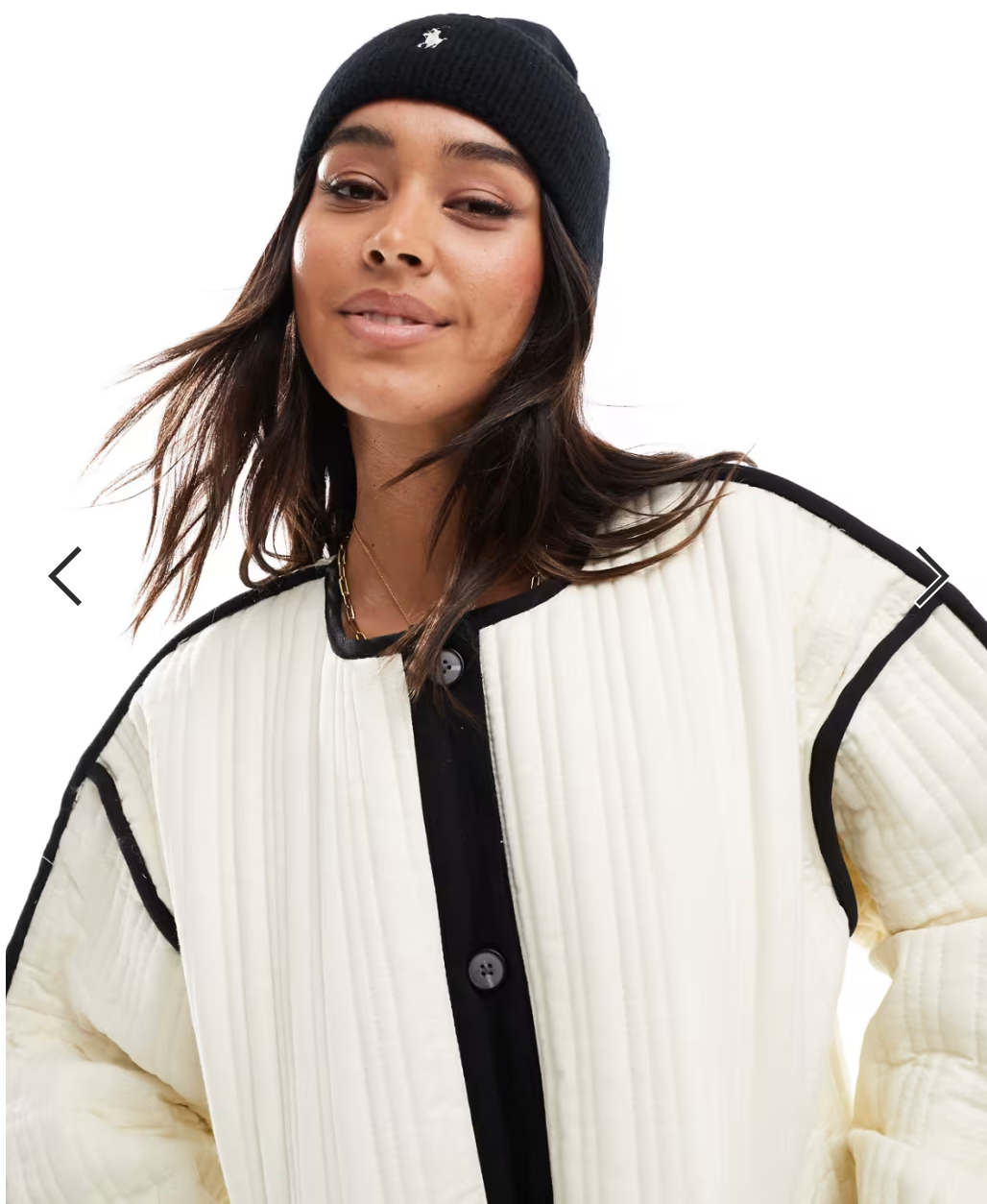 ASOS DESIGN / off-white quilted cotton jacket with contrast black binding / L (3927455613589272426)