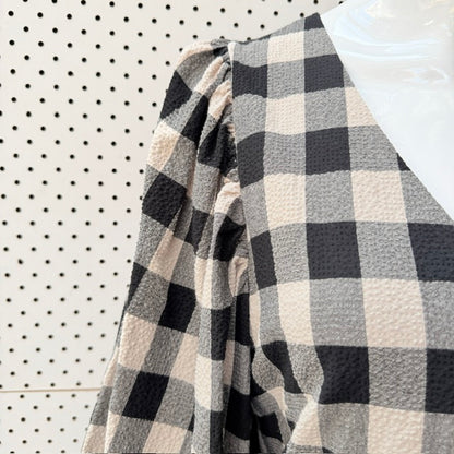 MAX / balloon sleeved mini dress / gingham / 12 (3927693553890218676)