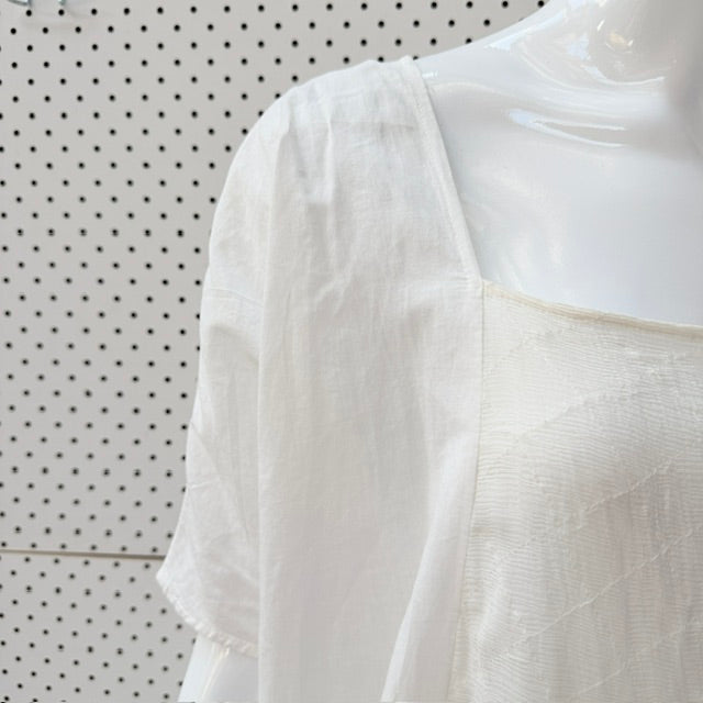 ZAMBESI / 'square neck' white and cream panelled silk dress / 1 (3927693633546268398)