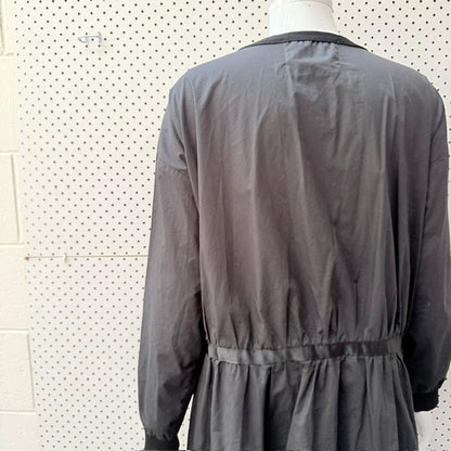 LOUIS JAIE / black longline button-front cardigan coat dress / m (3927693646985895033)