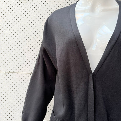 LOUIS JAIE / black longline button-front cardigan coat dress / m (3927693651403371277)