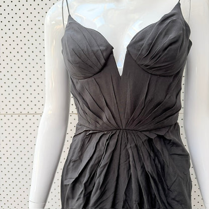 ZIMMERMAN / silk balconette dress in black / s (3927693701841658767)