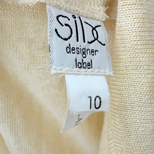 1990s nz vintage / SILX DESIGNER LABEL / yellow knit midi dress & cardigan / 10 (3927693726924611549)