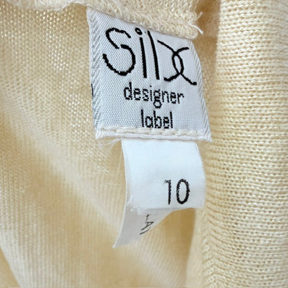 1990s nz vintage / SILX DESIGNER LABEL / yellow knit midi dress & cardigan / 10 (3927693726924611549)