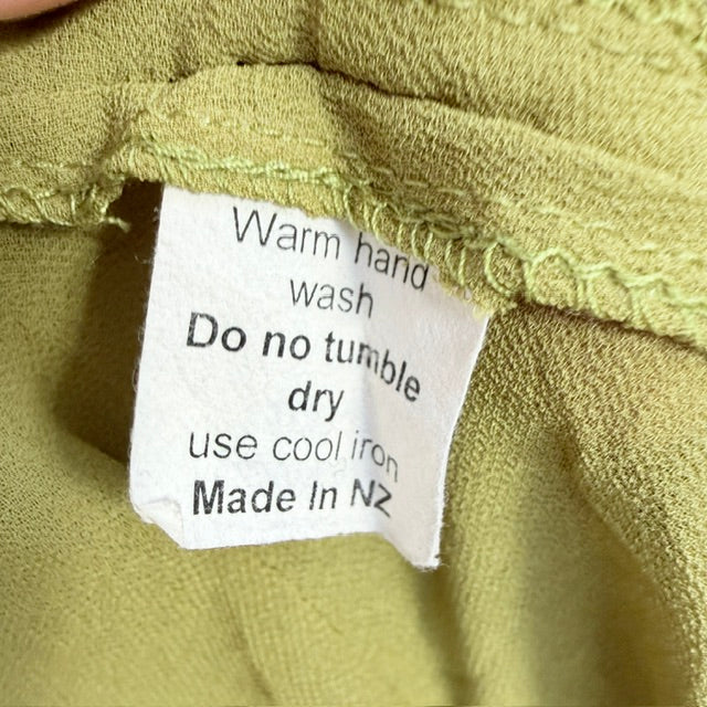 chartreuse green / tiered midi dress / M/L / made in nz (3927693748457023897)